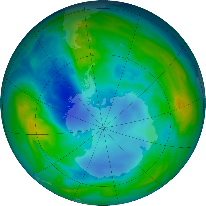 Antarctic ozone map for 13 May 1984